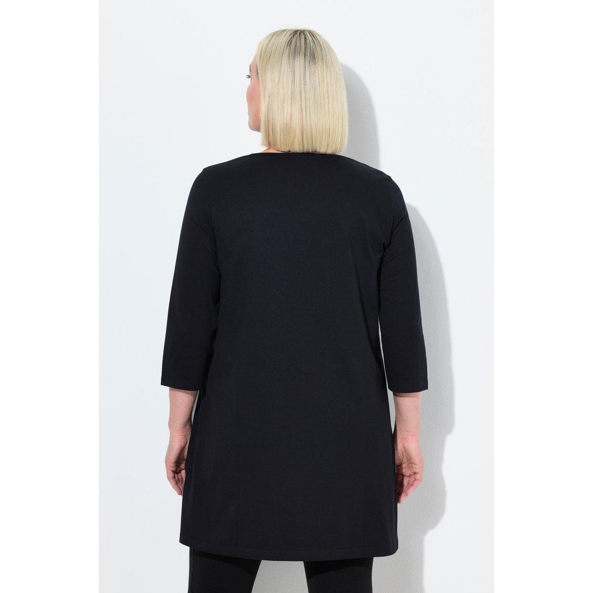 T-shirt long, coupe évasée noir, ULLA POPKEN