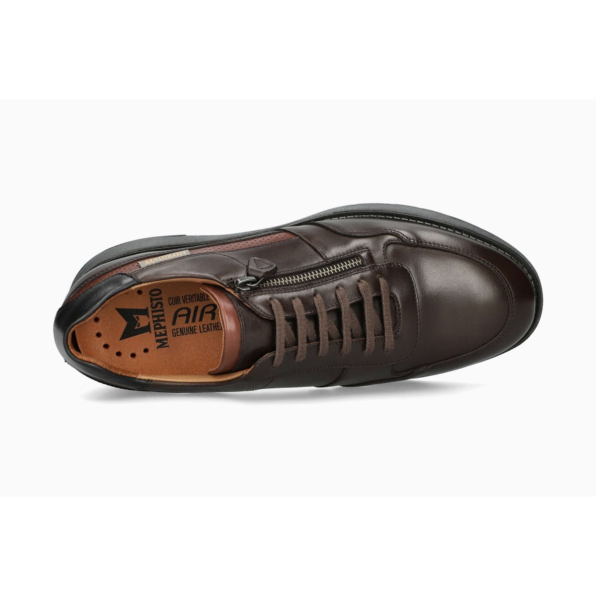 Baskets en cuir REMI marron foncé p5150535, MEPHISTO