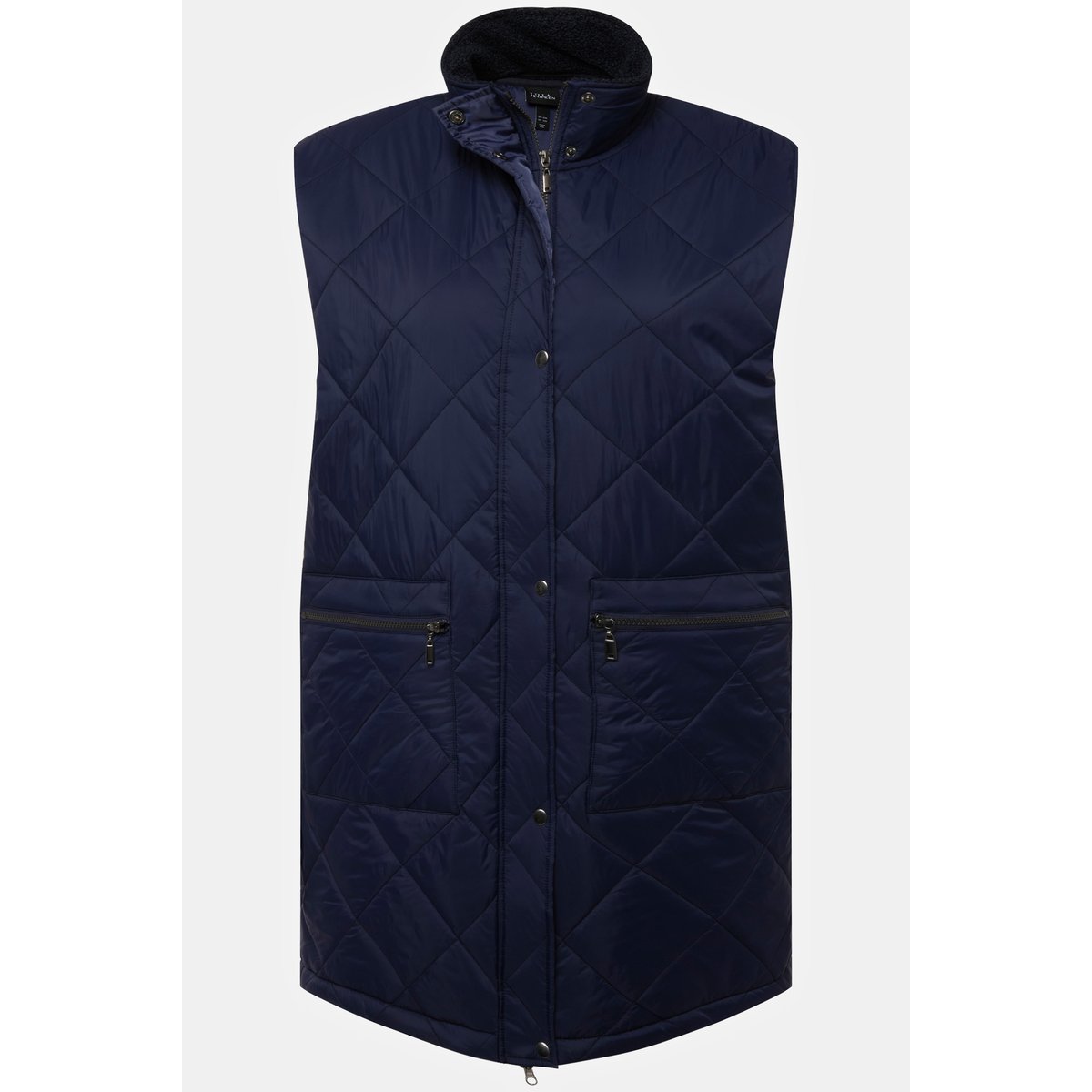 Veste longue matelassée sans manches. Col marine, ULLA POPKEN