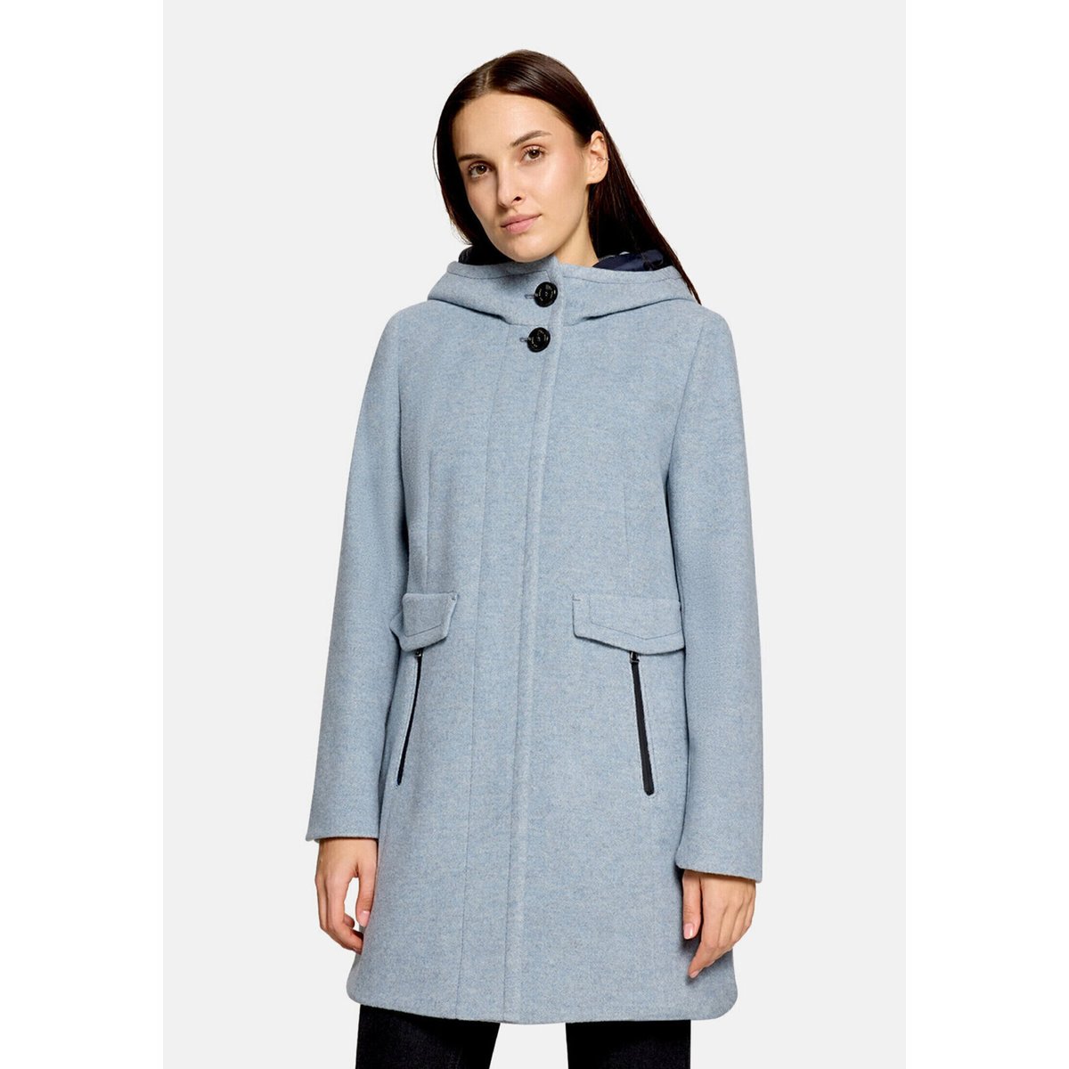 Veste en laine à capuche bright blue melange, GIL BRET