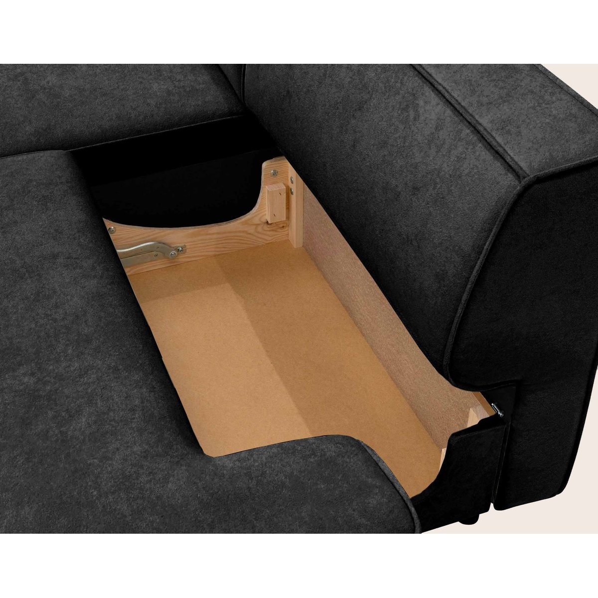 Canapé d'Angle Convertible en Velours 4 places - LISETTE noir, BEST MOBILIER