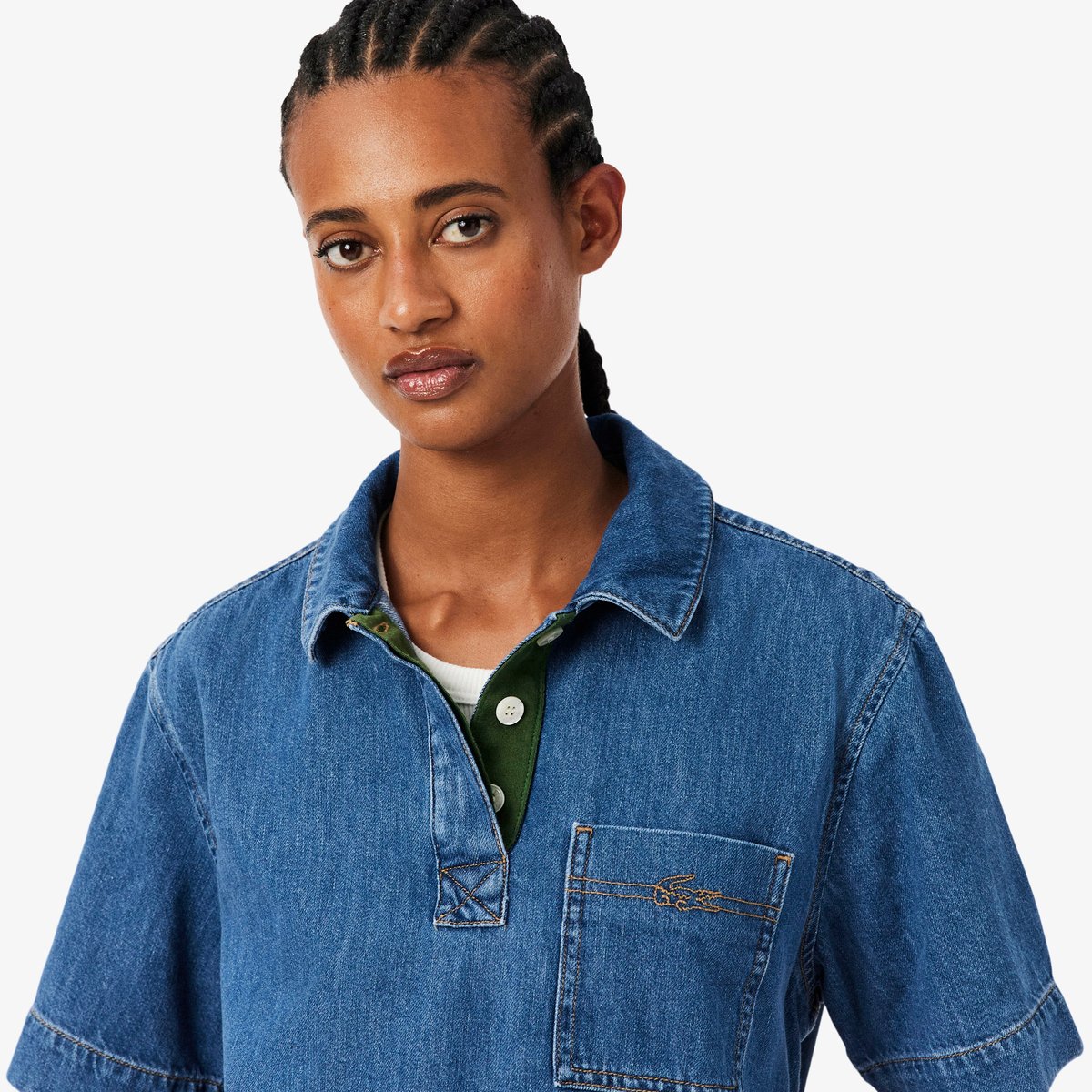 Polo oversize denim léger bleu-36l, LACOSTE