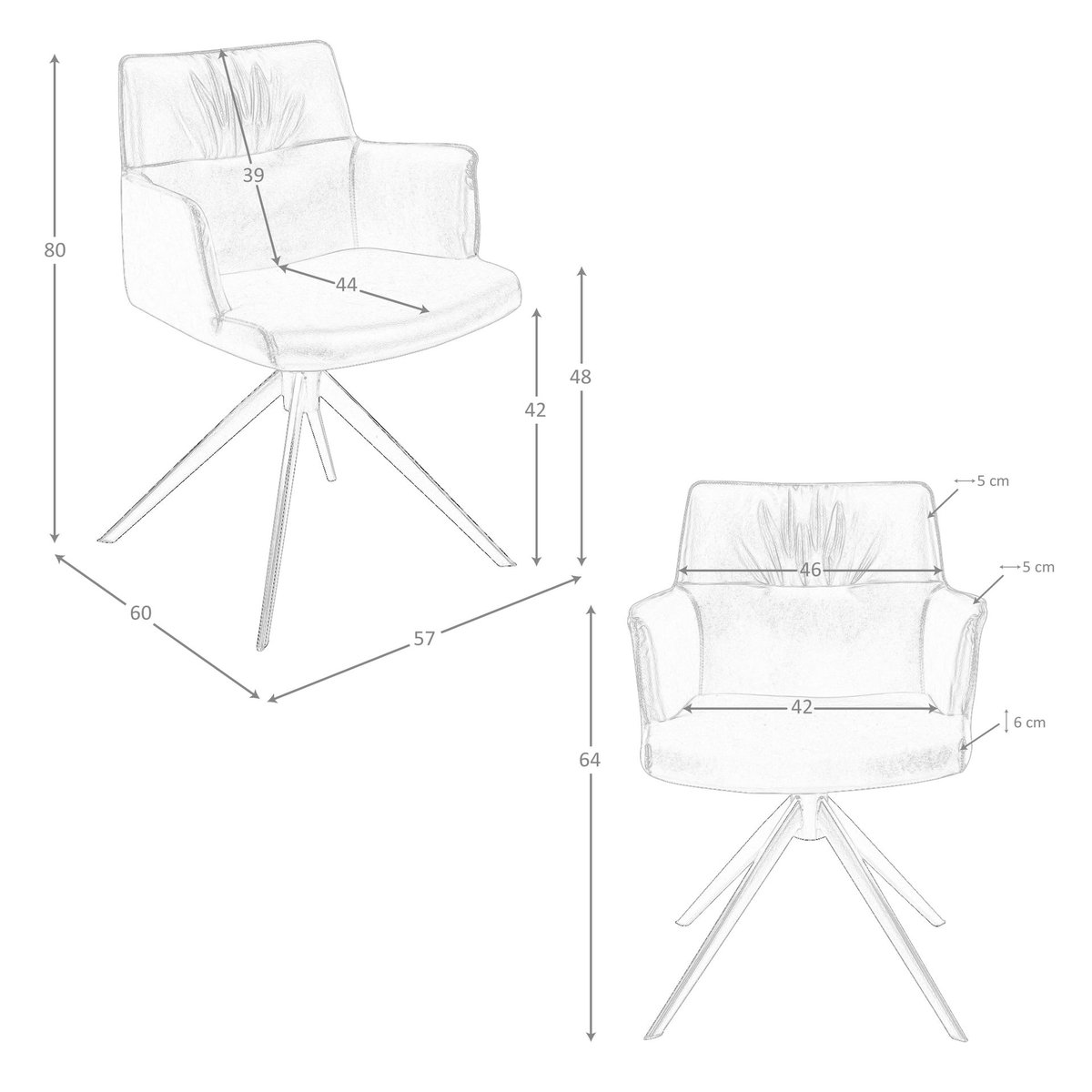 Chaise pivotante en simili cuir brun cognac | noir, ANGEL CERDA
