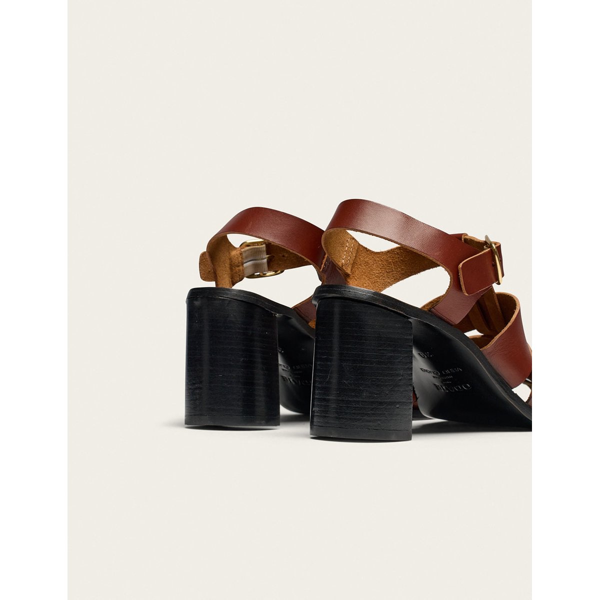 Sandales à talons FLANGO cuir acajou, ODAJE
