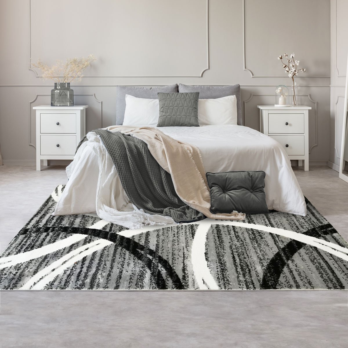 Tapis moderne toucher laineux motifs arc UNDERGOOD ARCHY gris, THE DECO FACTORY