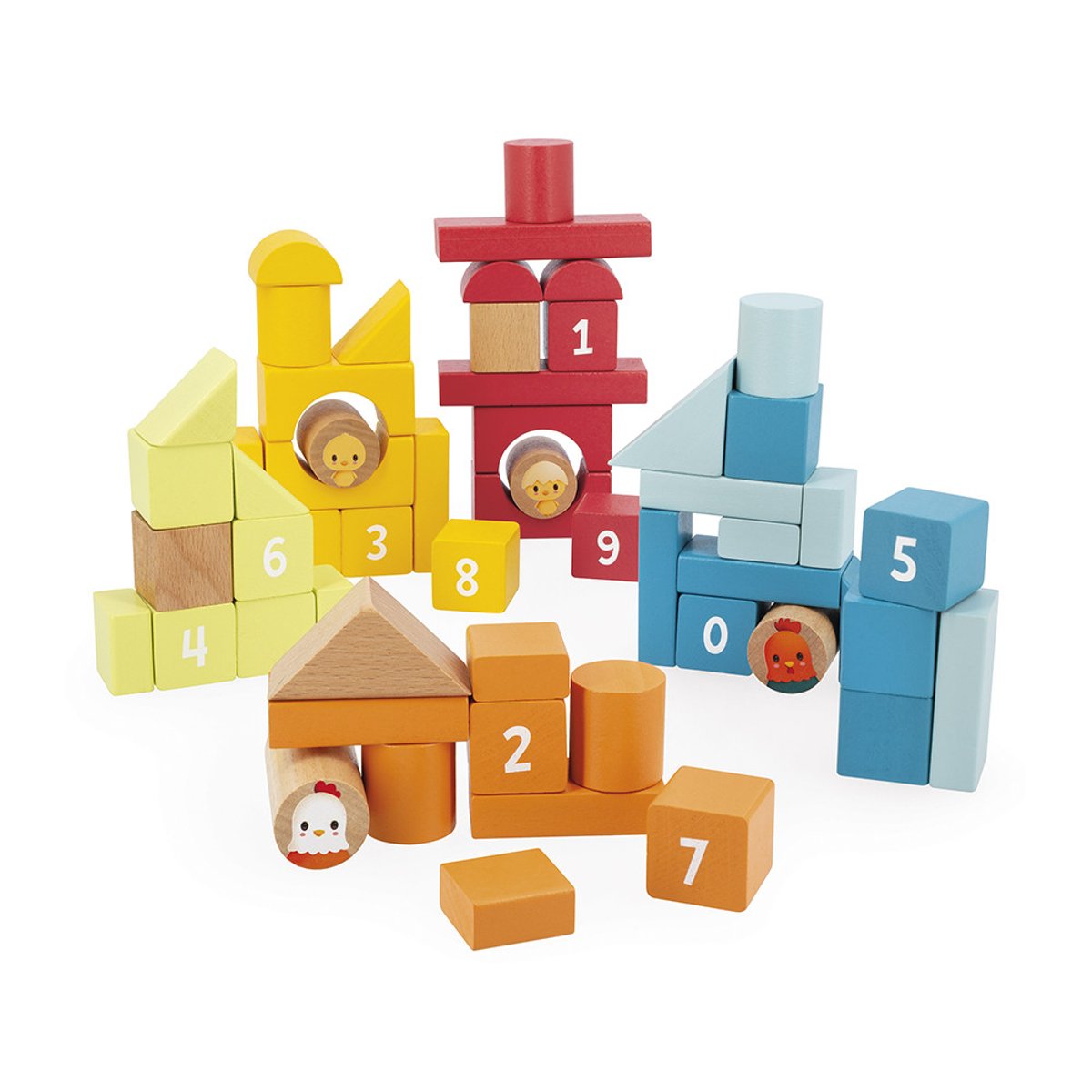 Baril De Construction 56 Pièces En Bois couleur unique, JANOD
