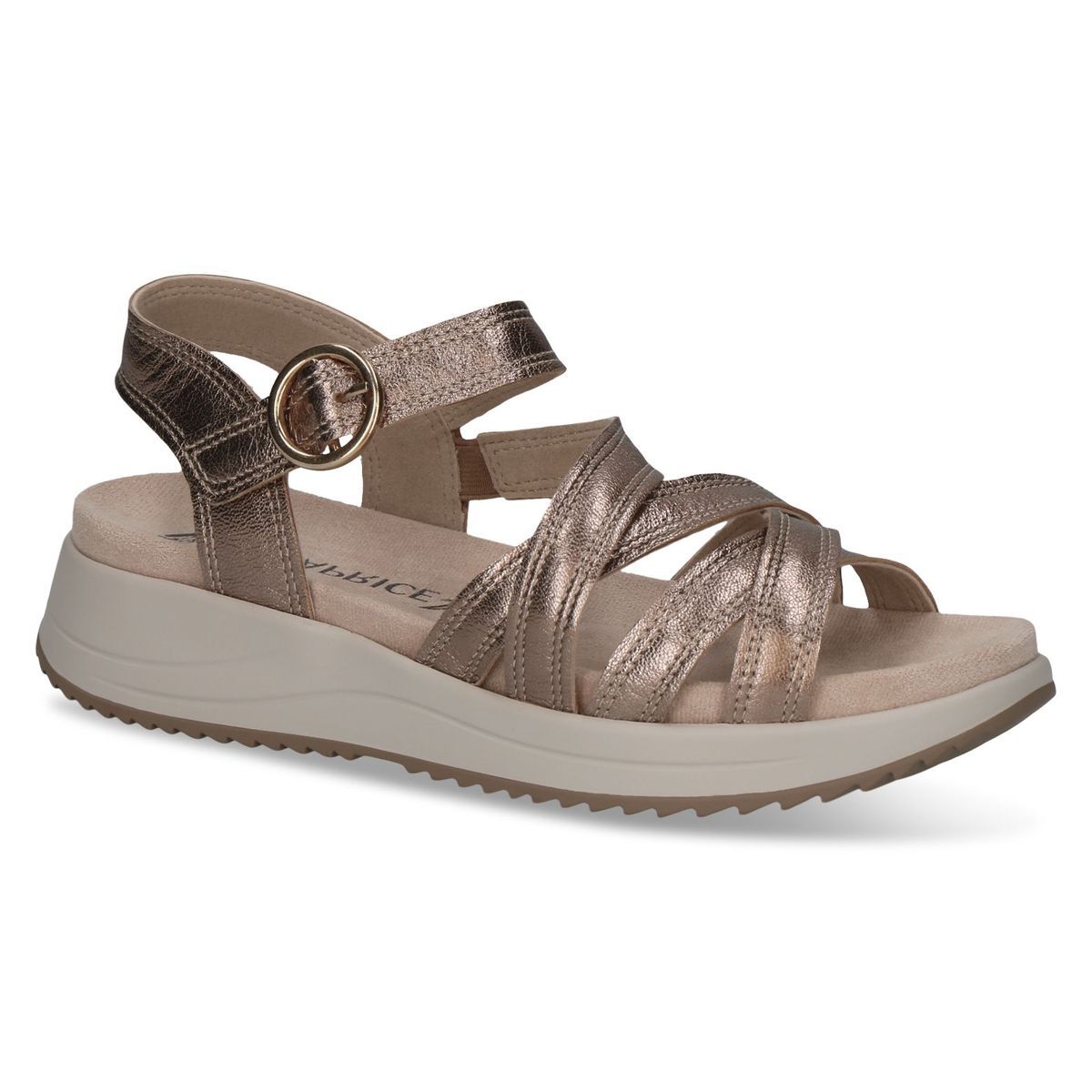 Sandale en cuir marron taupe, CAPRICE