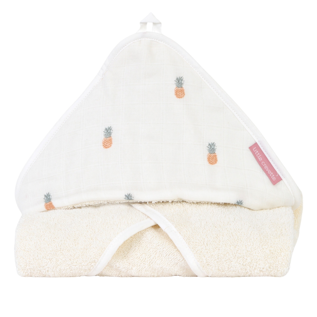Cape de bain coton bio ANANAS ecru, LITTLE CREVETTE