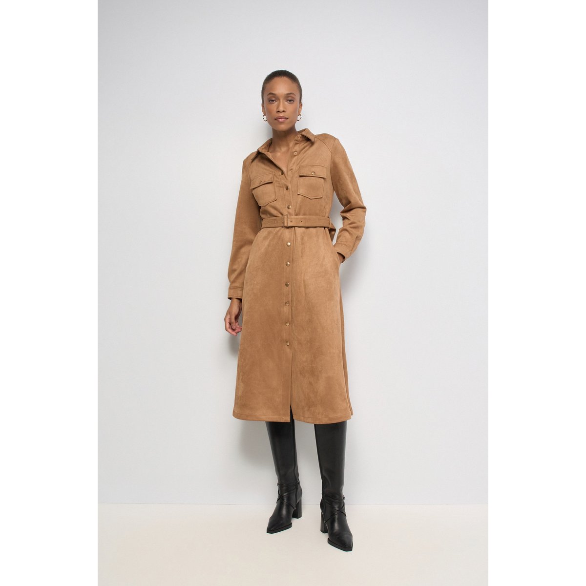 ROBE MIDI EN DAIM marron, SALSA JEANS