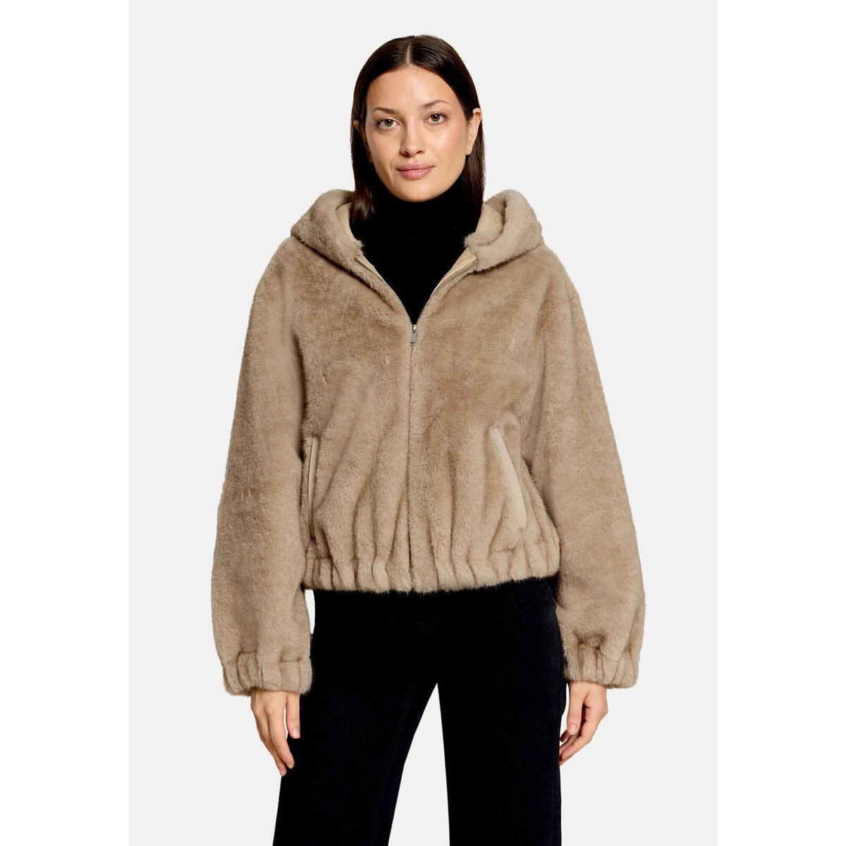 Veste en peluche à capuche silver mink, GIL BRET