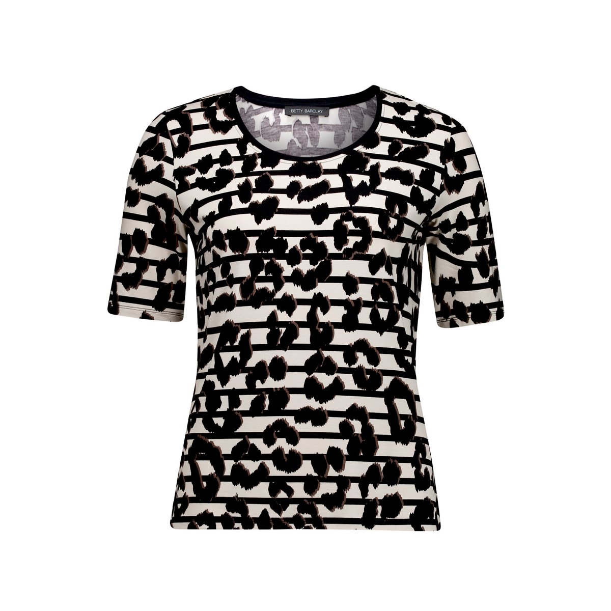 Haut imprimé à encolure ronde beige/noir, BETTY BARCLAY