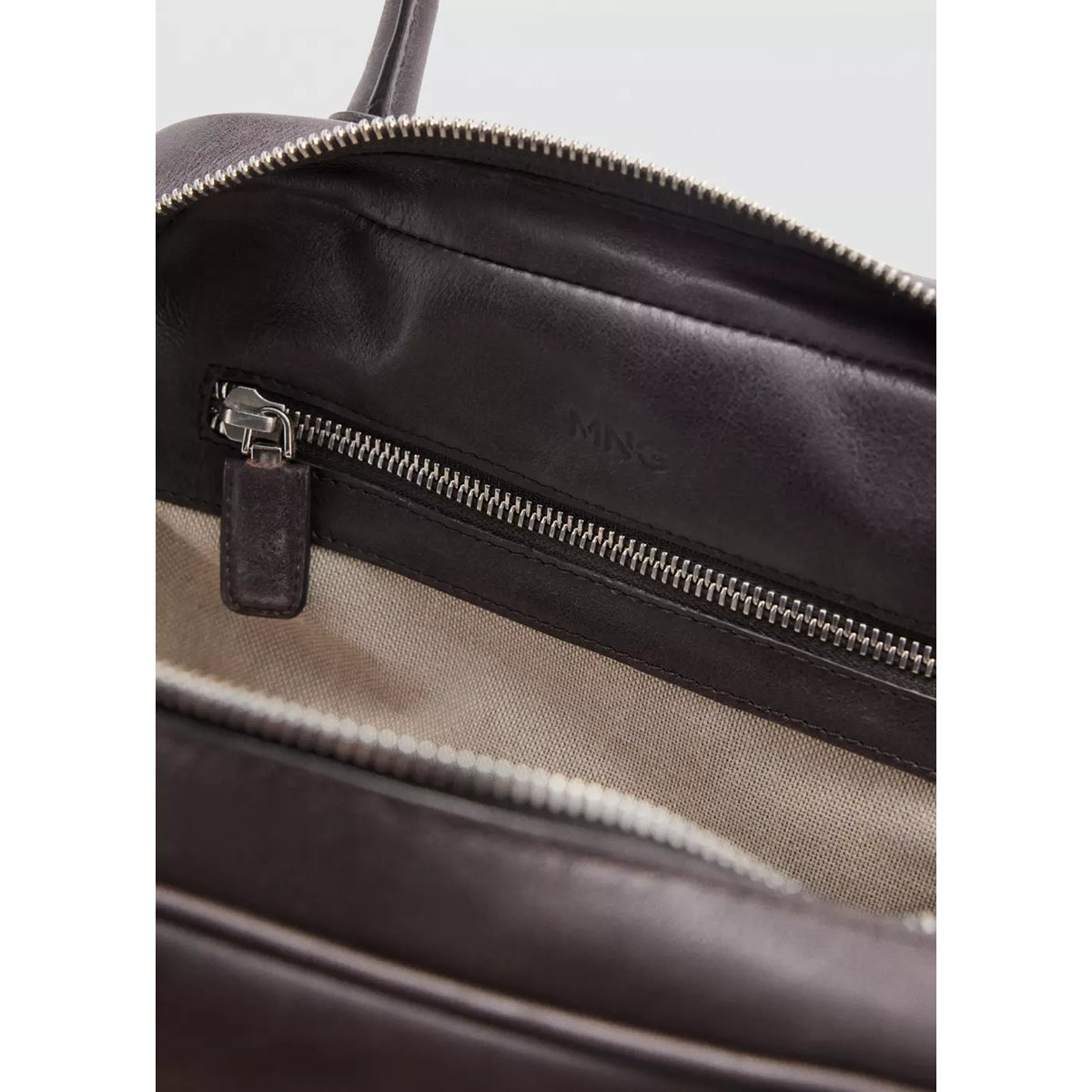 Sac bowling cuir chocolat, MANGO