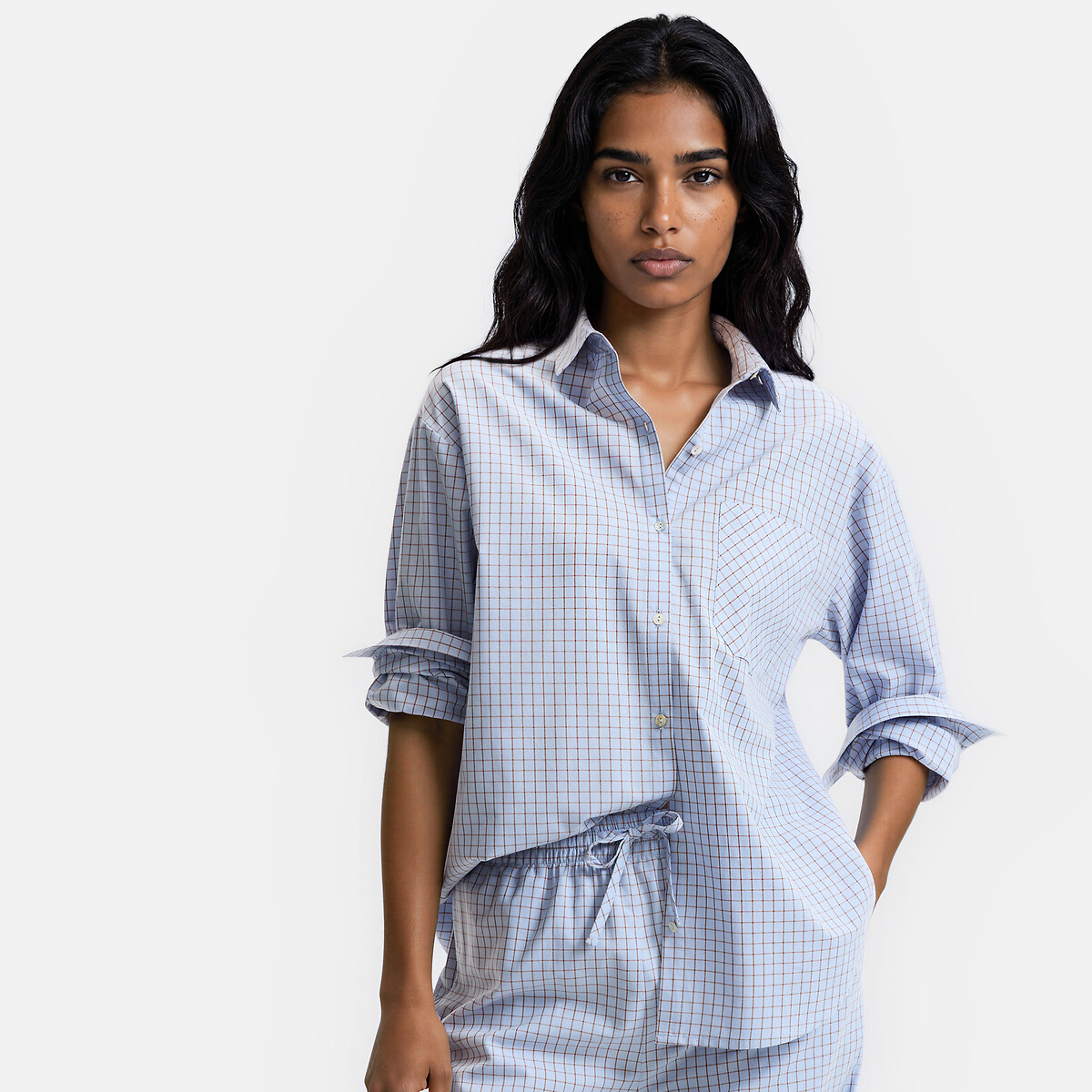 Pijama de popelín a cuadros cuadros, LA REDOUTE COLLECTIONS