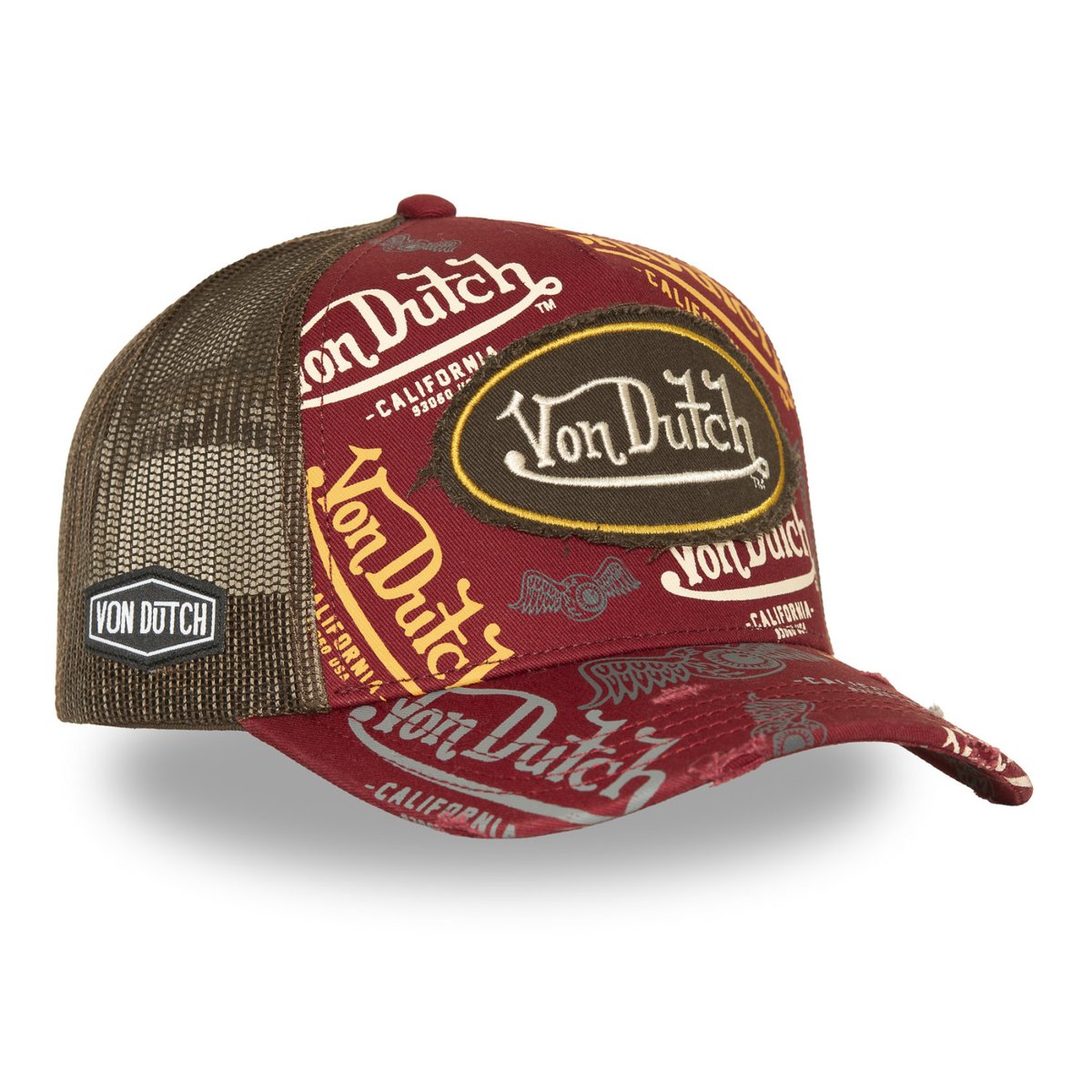 Casquette Trucker Cafe bordeaux/orange/gris/blanc/jaune/kaki, VON DUTCH