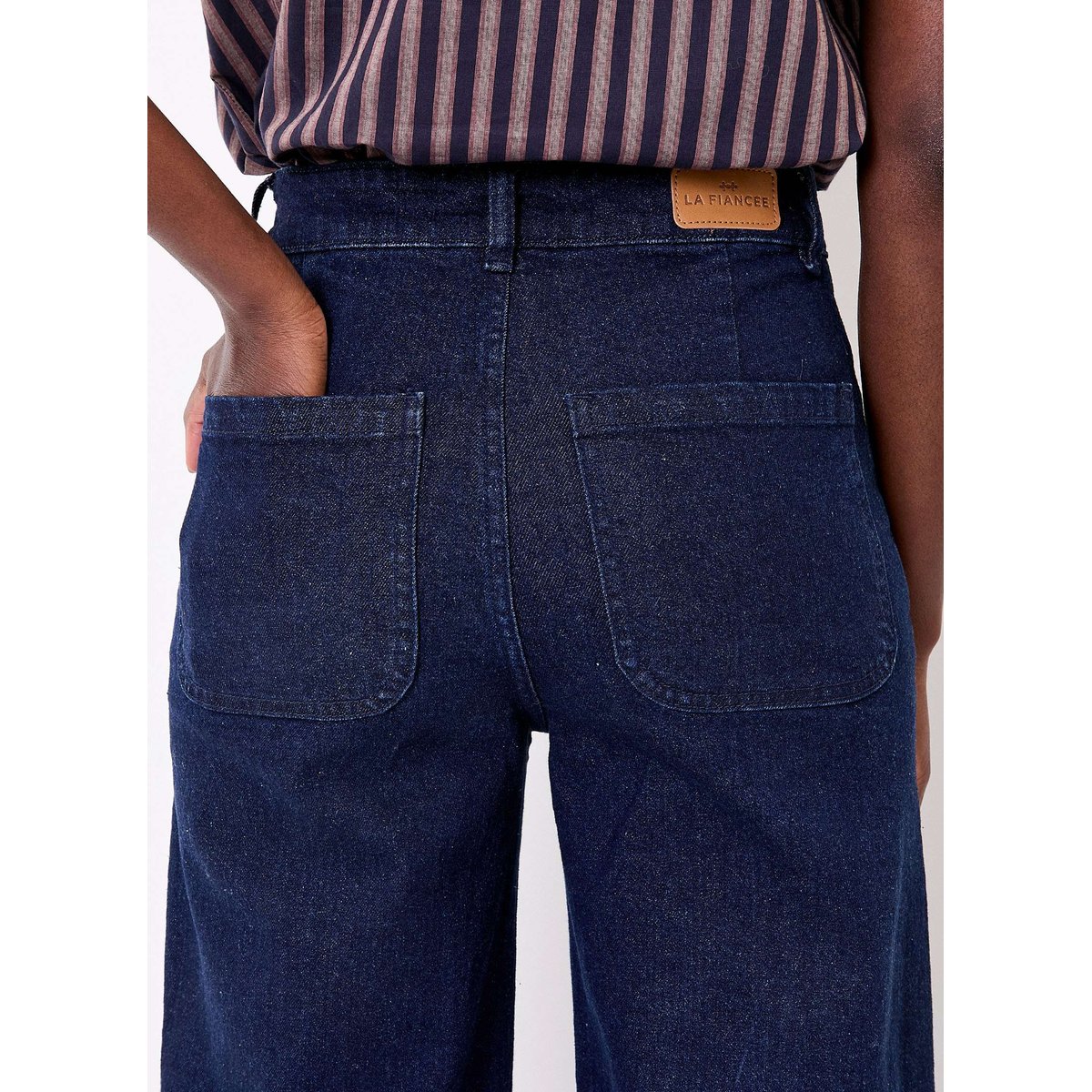 Jean large denim coton stretch MAYA bleu denim maya, LA FIANCÉE