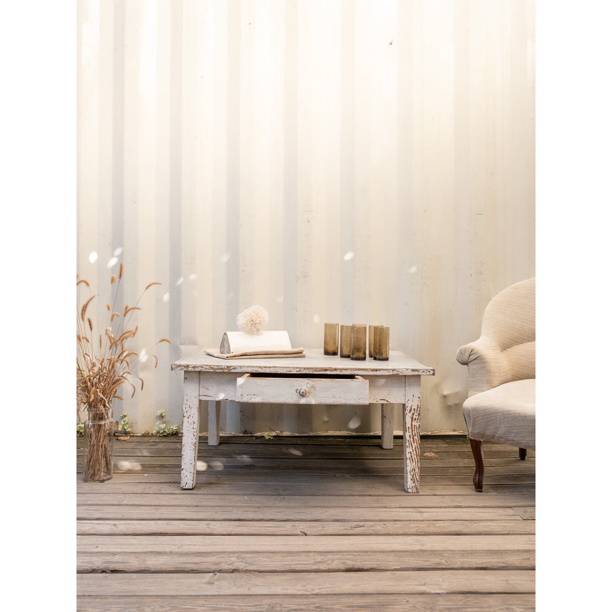 Table basse en bois gris Léonie N°1122 - Bon état gris, DEBONGOUT