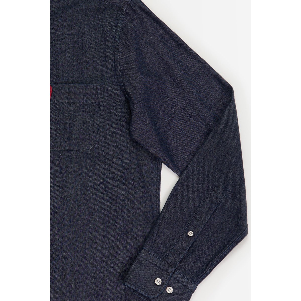 Chemise denim col boutonné bleu marine, MCS