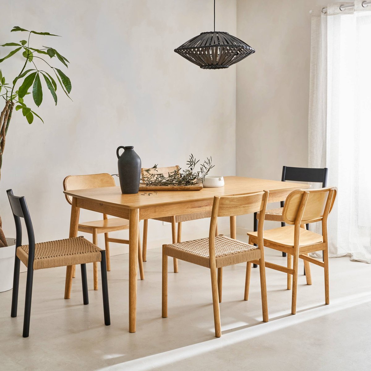 Table à manger extensible Lina 6 à 8 places naturel, SWEEEK