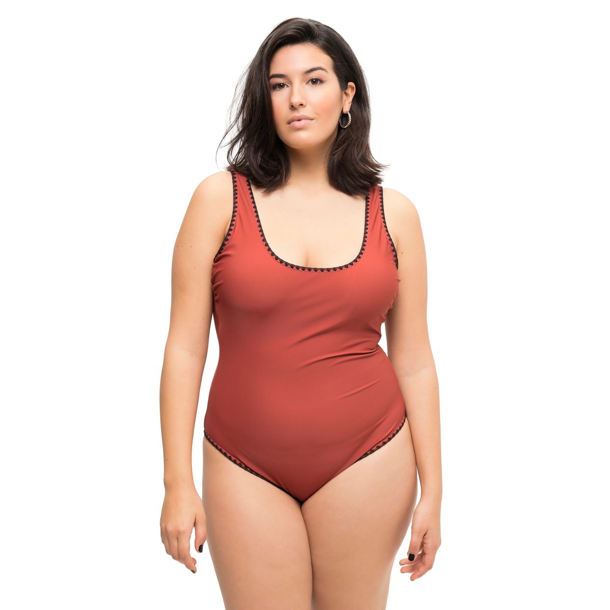 Maillot de bain avec liseré rouge brique, STUDIO UNTOLD