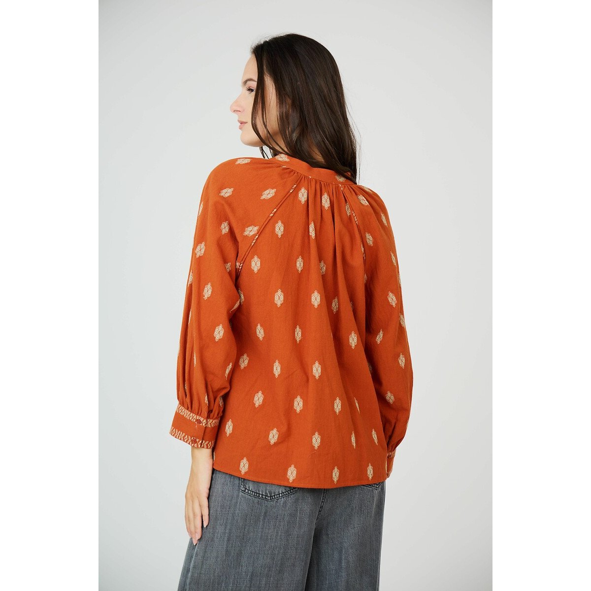 Blouse col V orange, SEE U SOON