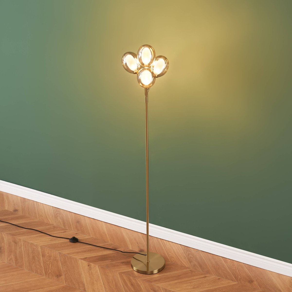 Lampadaire bouquet lumineux chic - SERYN laiton et ambré, KOSILUM