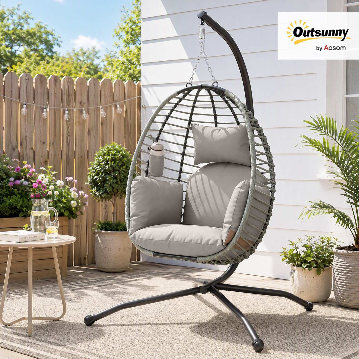 Fauteuil à bascule Acier Gris gris, OUTSUNNY