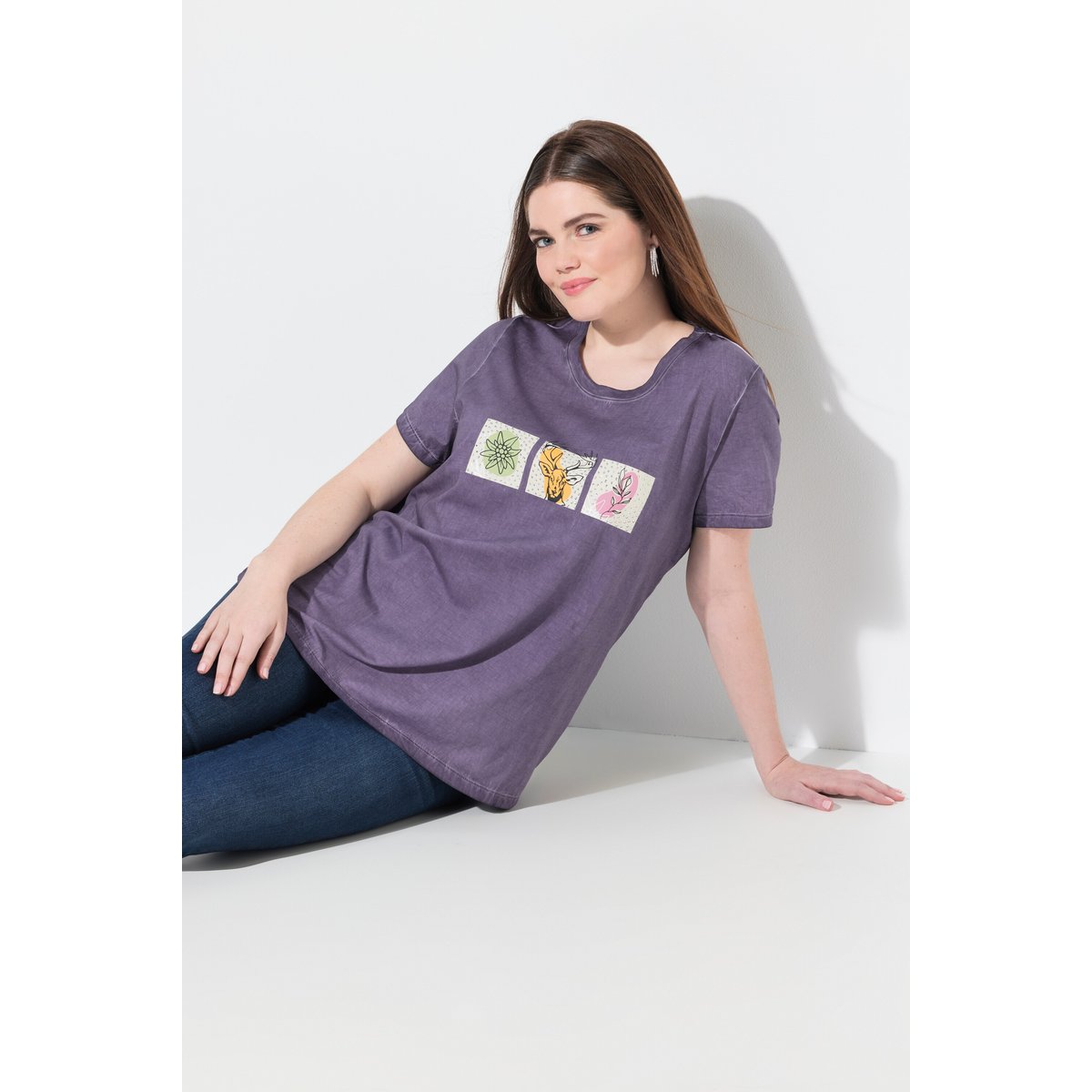 T-shirt à imprimé esprit traditionnel violet, ULLA POPKEN