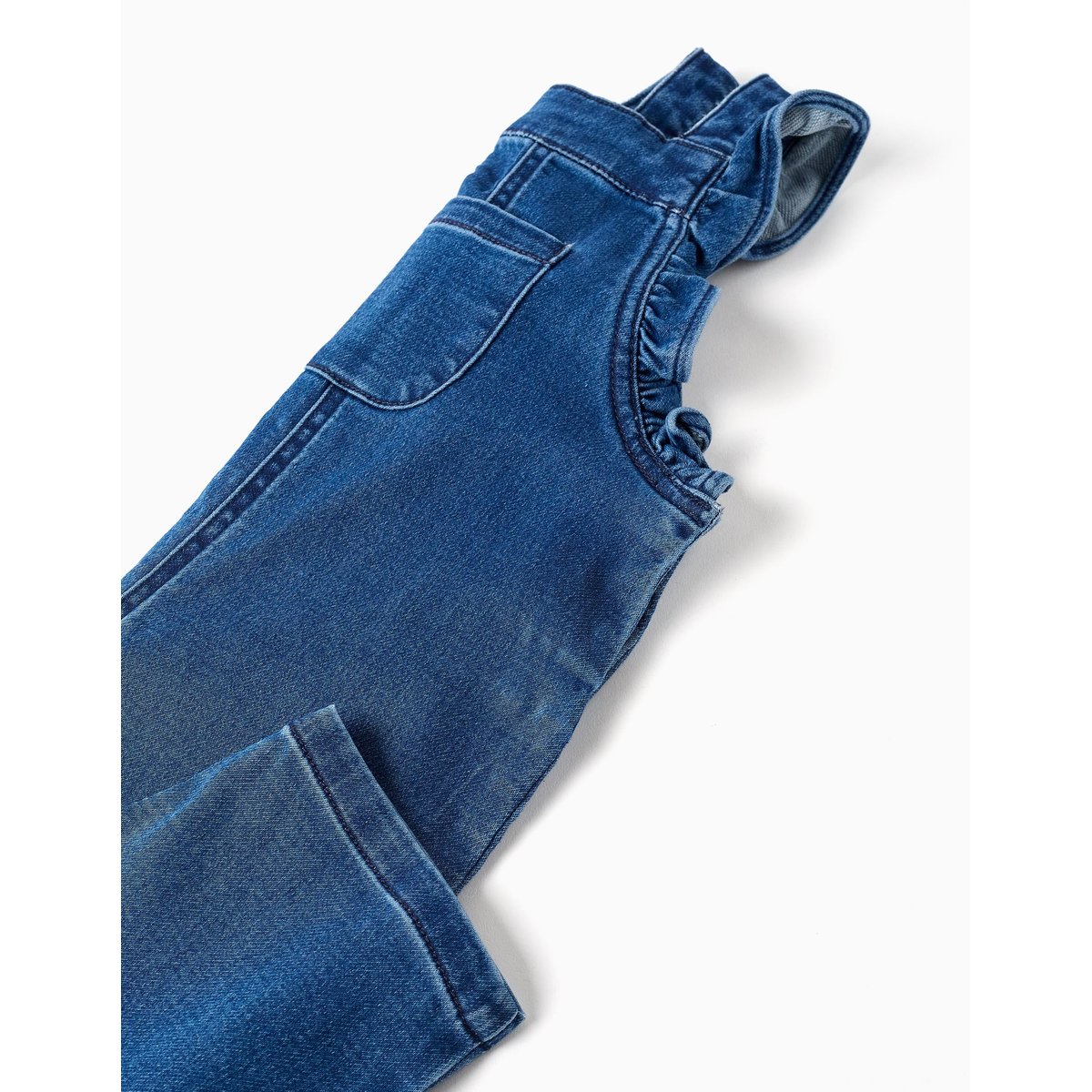 Salopette en jean avec bretelles à volants bleu jean, ZIPPY