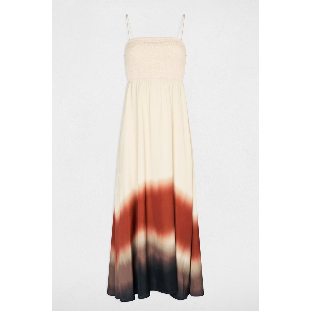 Robe longue droite fluide marron foncé, MORGAN