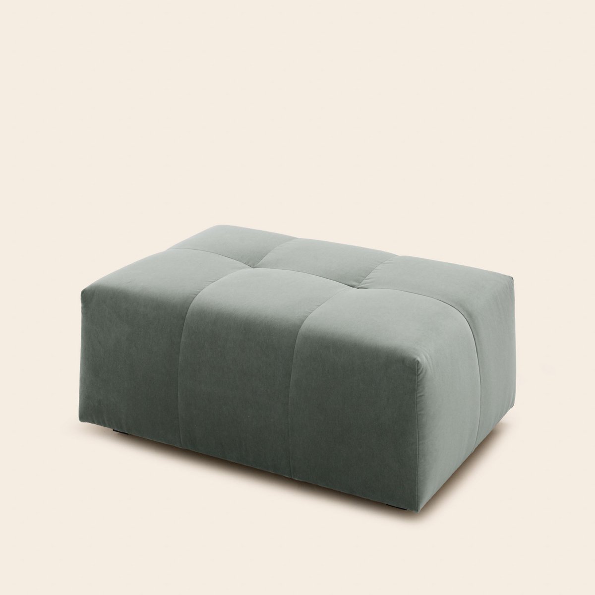 Pouf Modulable en Effet capitonné tissu texturé Glory UBERTO opal kaki grisé, MADURA