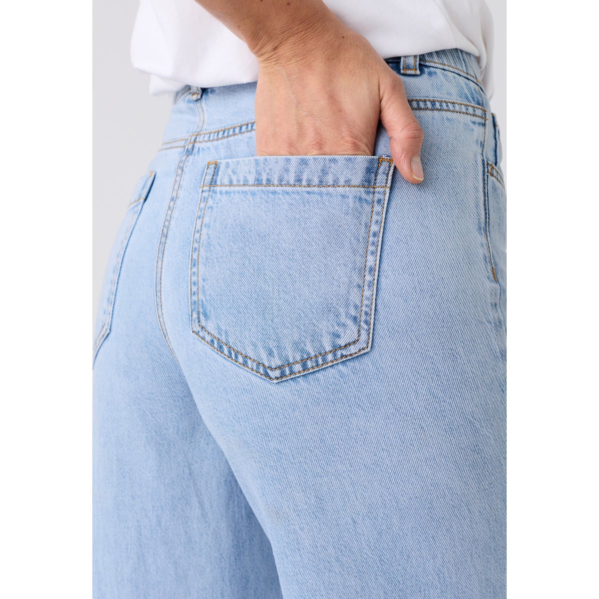Pantalon large Lyocell Tencel(TM) et coton bleu denim clair, DAMART