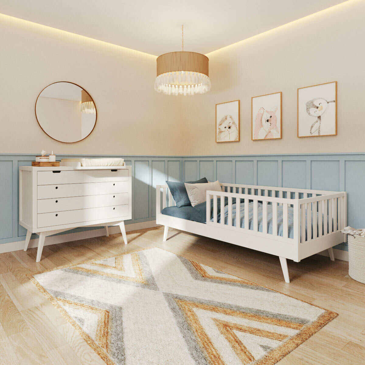 Chambre Montessori enfant Bois massif ROMEO blanc, AKITEN RETAIL