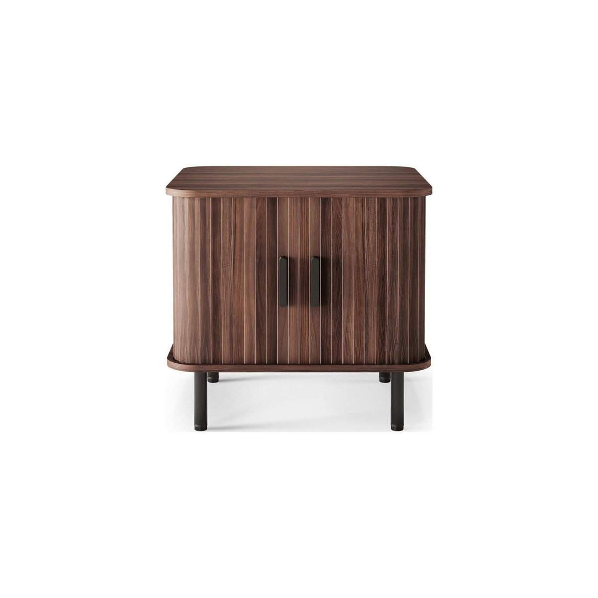 Table de chevet arrondie EPIQUE noyer foncé et noir, RECOLLECTION