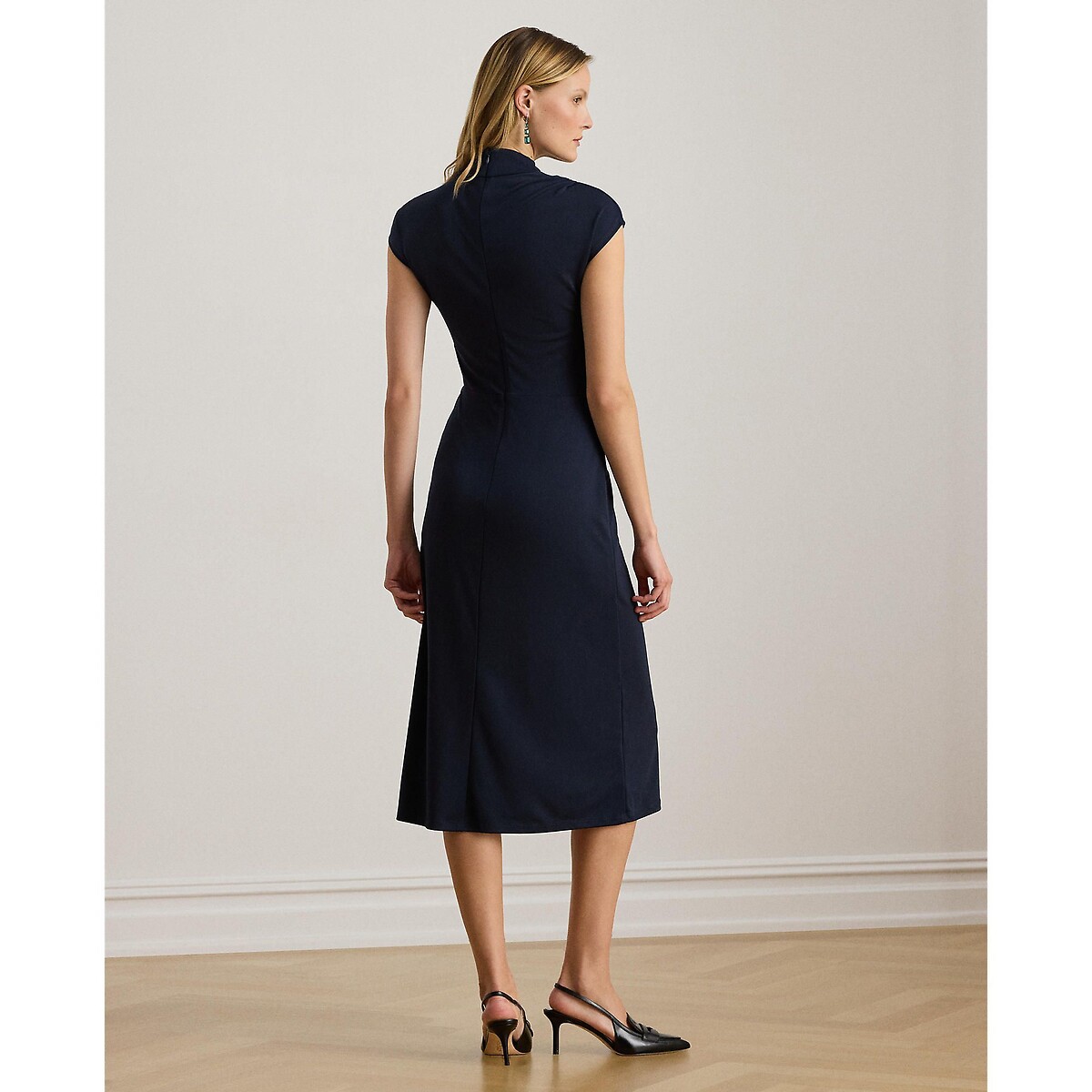Abito longuette a maniche corte con collo alto, BERTUNO navy, LAUREN RALPH LAUREN