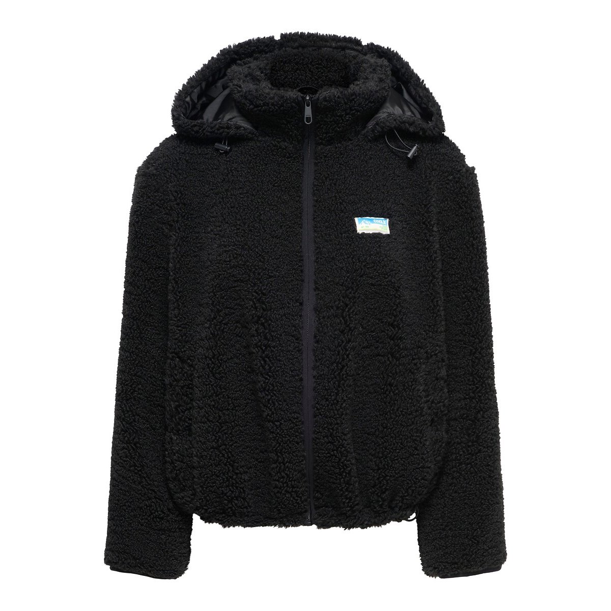 Manteau sherpa à capuche noir, ONLY