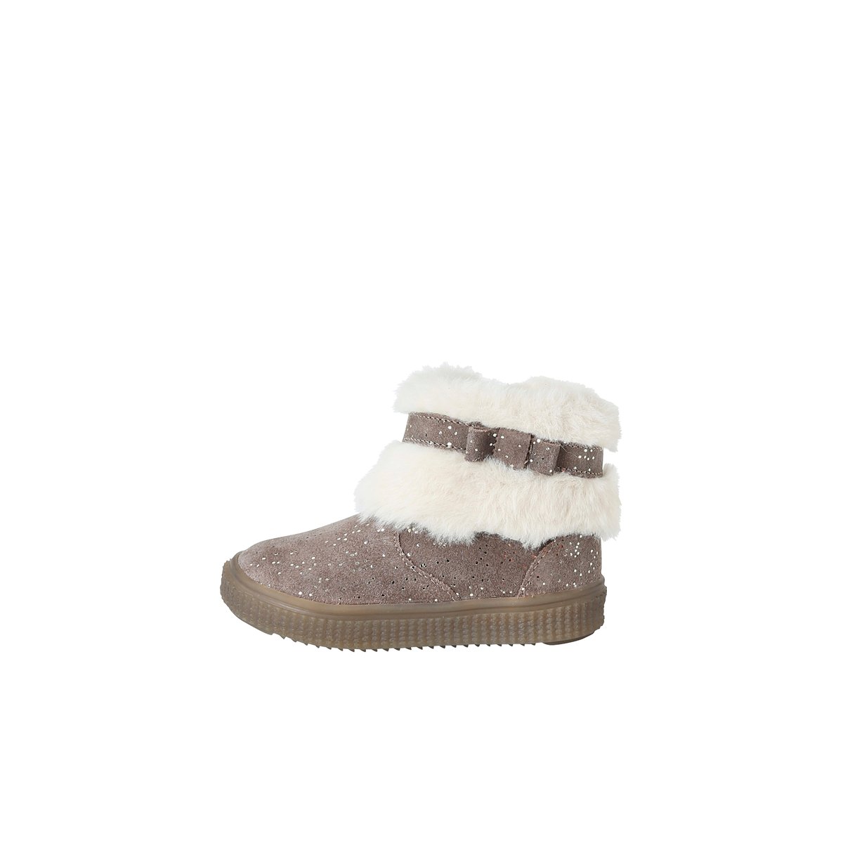 Boots cuir fourrés taupe, VERTBAUDET