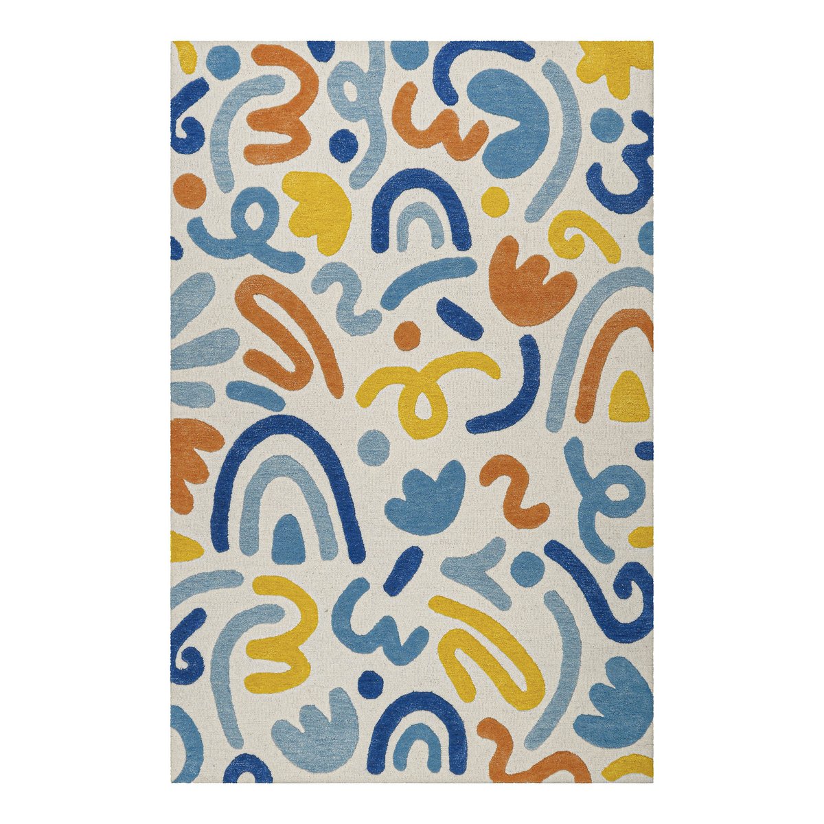Tapis enfant, laine et viscose, tufté main ,  Scribble multicolore, SMART KIDS
