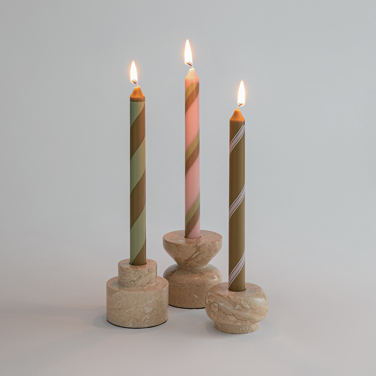 Set of 3 Georgio Striped Candles multi-coloured, LA REDOUTE INTERIEURS
