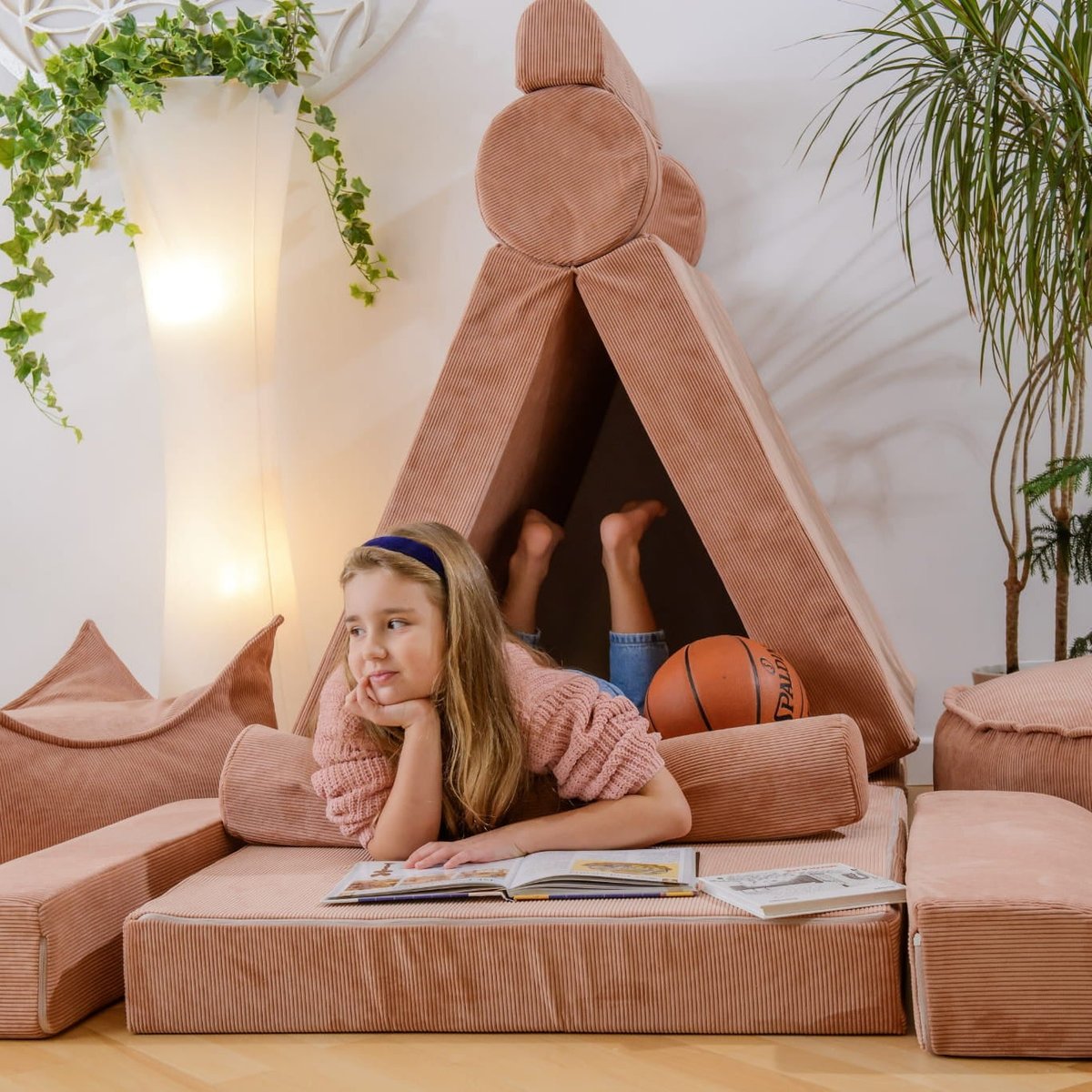 Canapé modulable velours SLIMCORDE marron, MEOW BABY