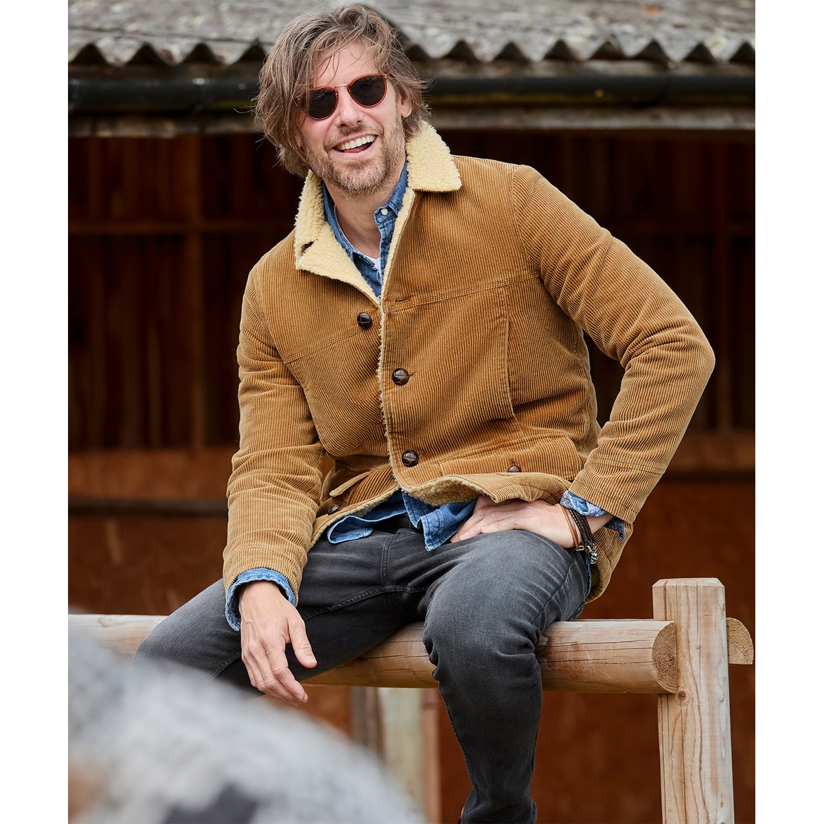 Manteau en Velours Côtelé et Sherpa Kodiak marron, JOE BROWNS