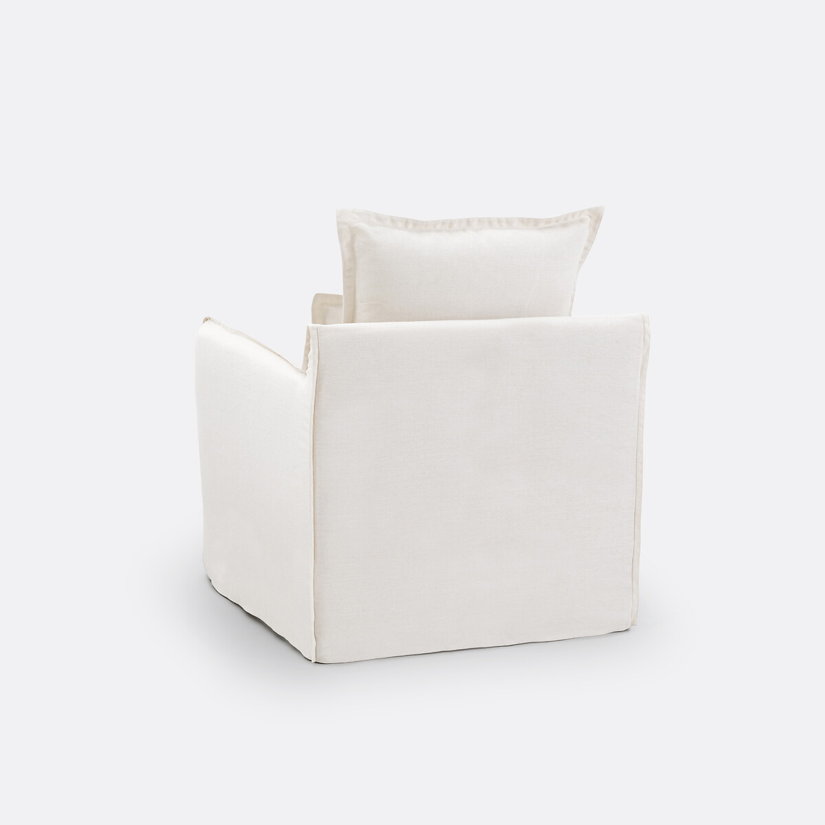 Housse de fauteuil en lin épais, Odna blanc, LA REDOUTE INTERIEURS