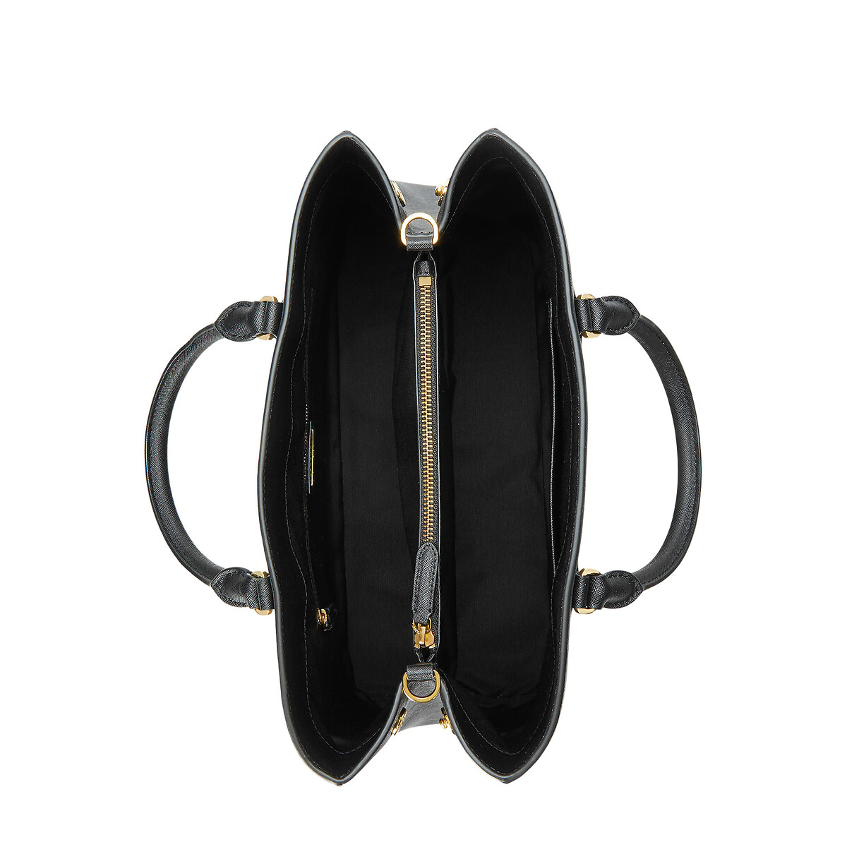 Sac à main en cuir texturé HANNA noir, LAUREN RALPH LAUREN