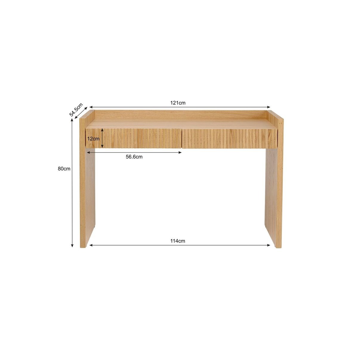 Bureau 2 tiroirs en chêne, BRIGHTON bois clair, KARE DESIGN