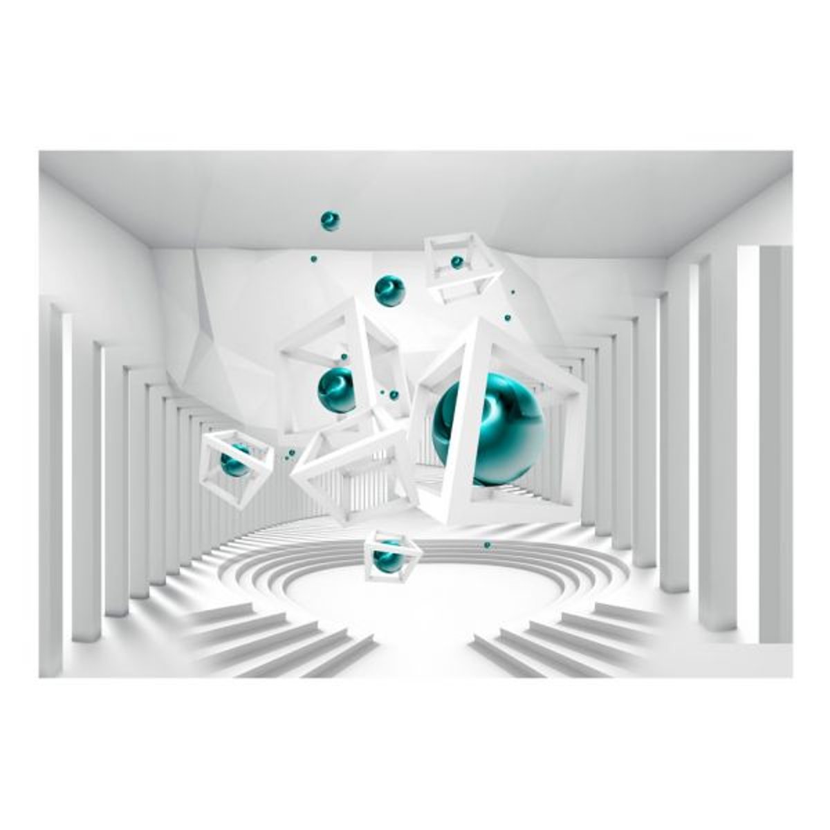 Papier peint intissé panoramique Abstractions Corridor of Geometry bleu, EDEN