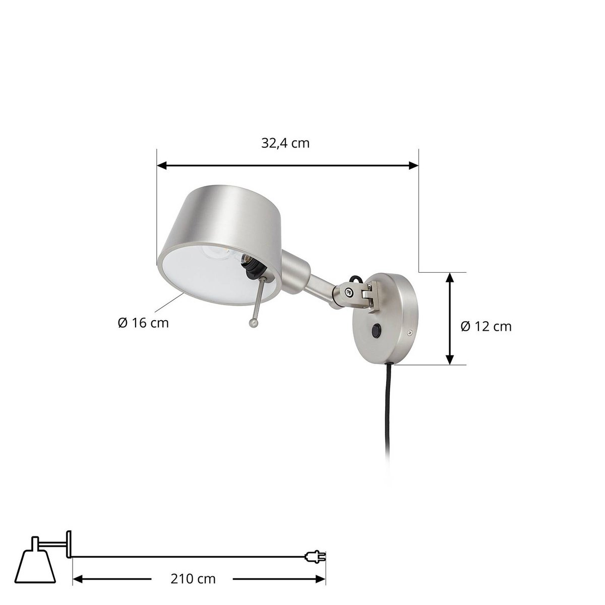 Applique en métal moderne, Silka nickel satiné, LUCANDE