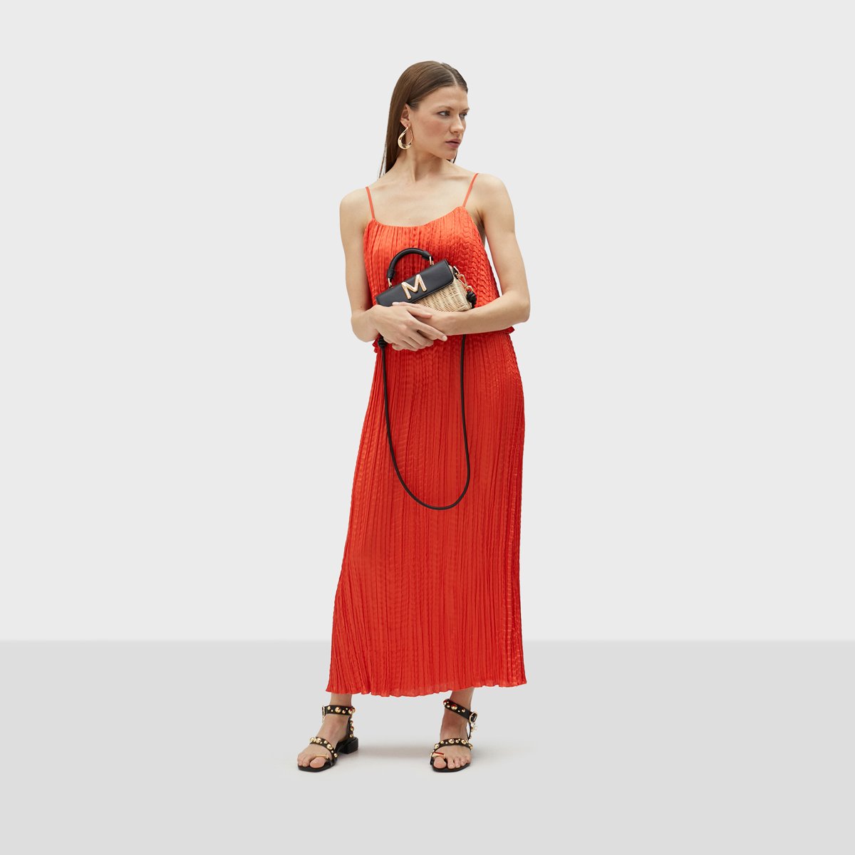 Robe longue à bretelles fines orange, LOLA CASADEMUNT