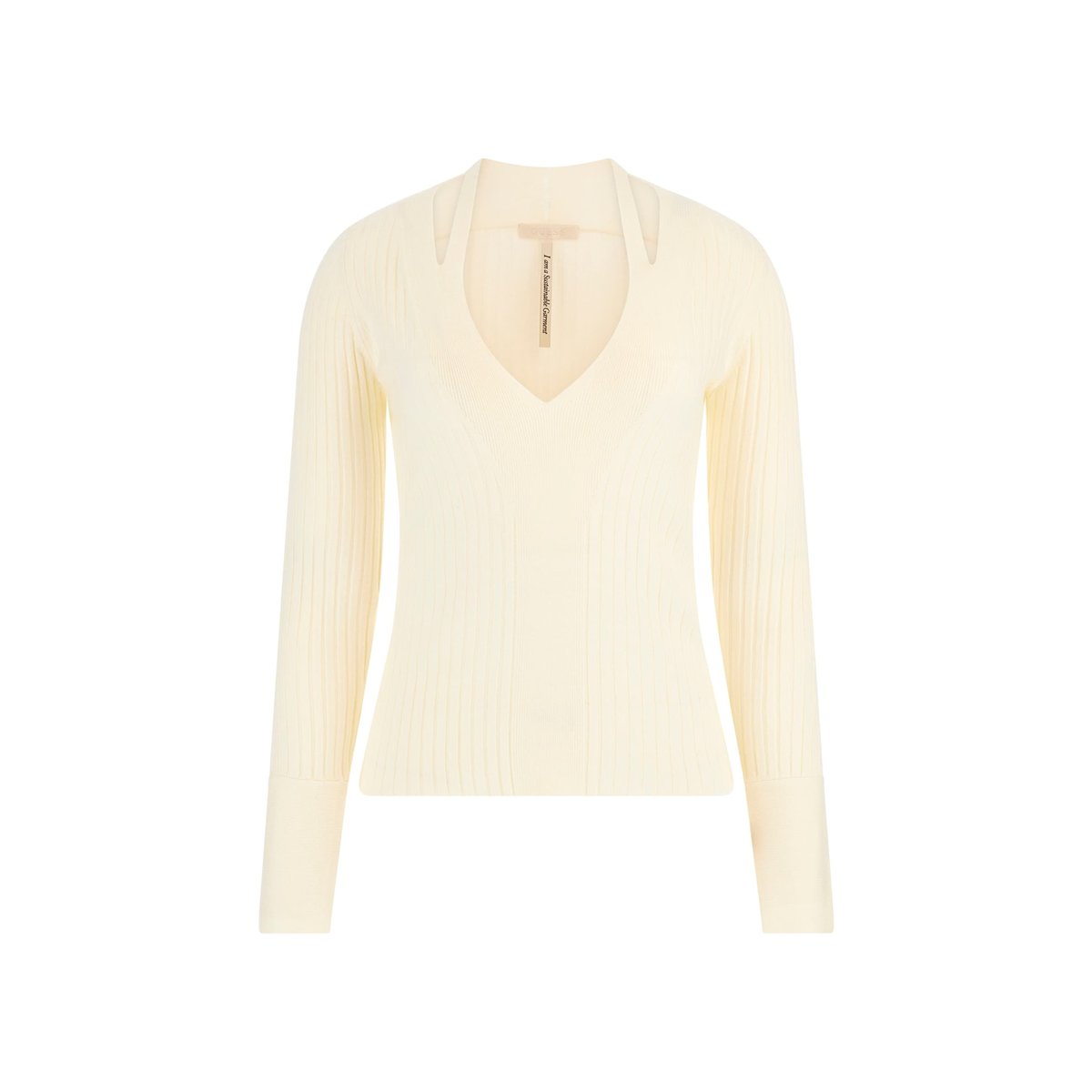 Pull Viscose Mélangée Encolure V blanc, GUESS