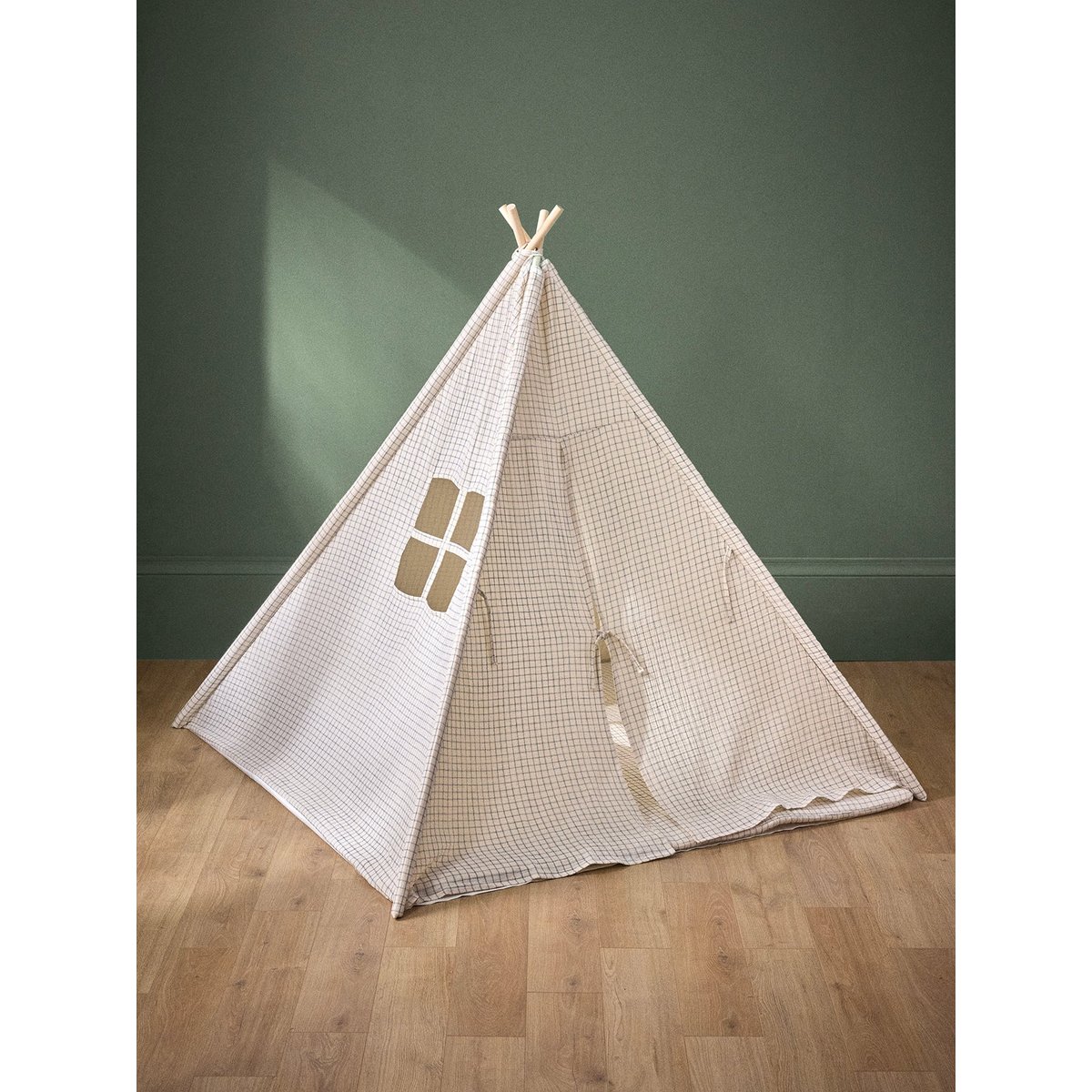Tente enfant Charly en gaze de coton carreaux bleu, CYRILLUS