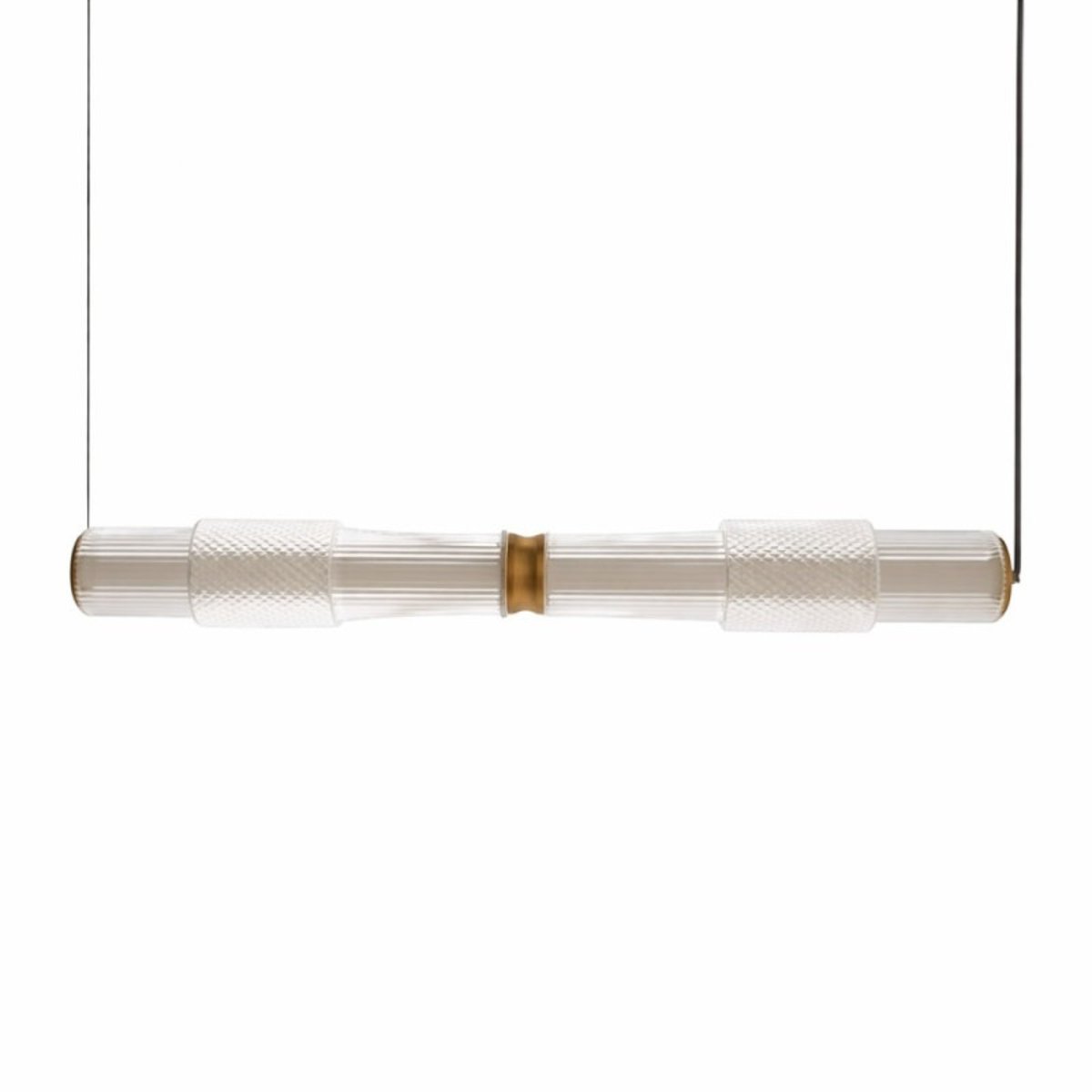 Grande suspension horizontale Led Mojo Verre clair Et Laiton laiton, MILLUMINE