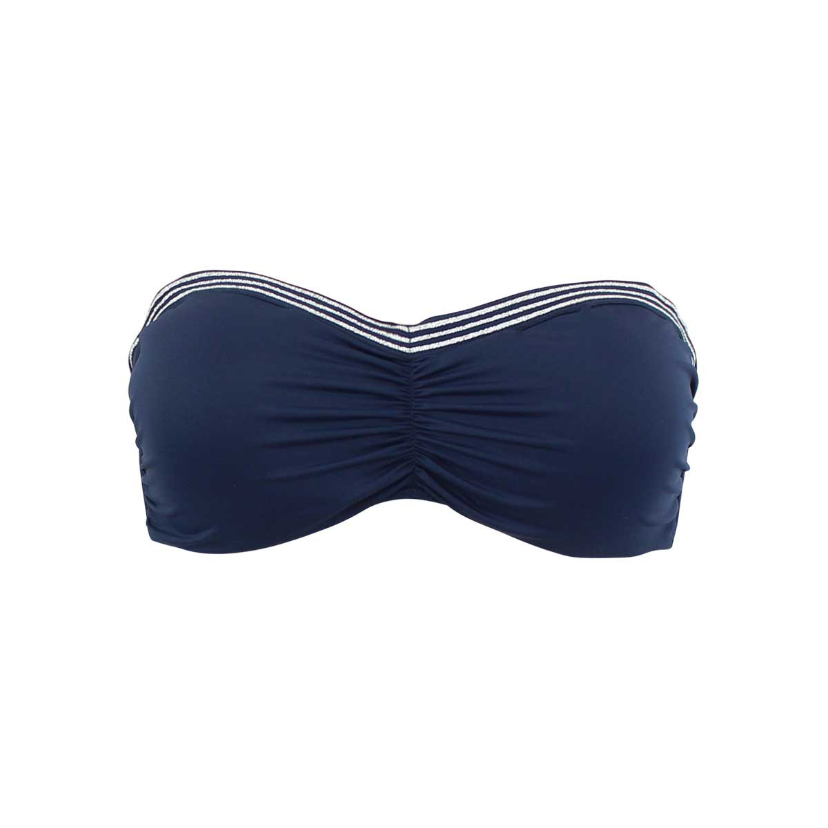 Haut de maillot bandeau à armatures Lucia marine, JANINE ROBIN